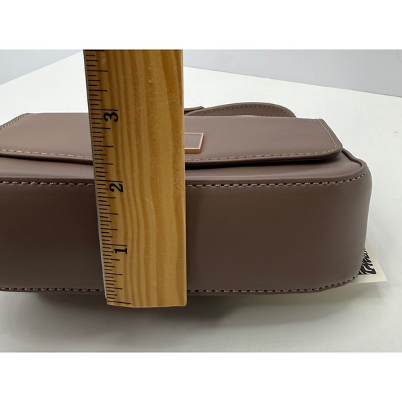 Anne Klein Mink Satin Smooth Crossbody Bag Gold Chain Turn Lock MSRP $78 - Picture 7 of 10